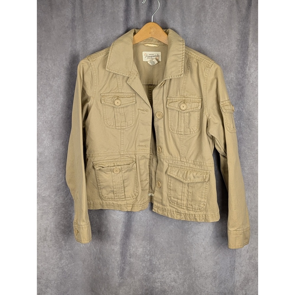 Aeropostale Womens Khaki Tan Cotton Utility Safari Military Jacket Size M C30